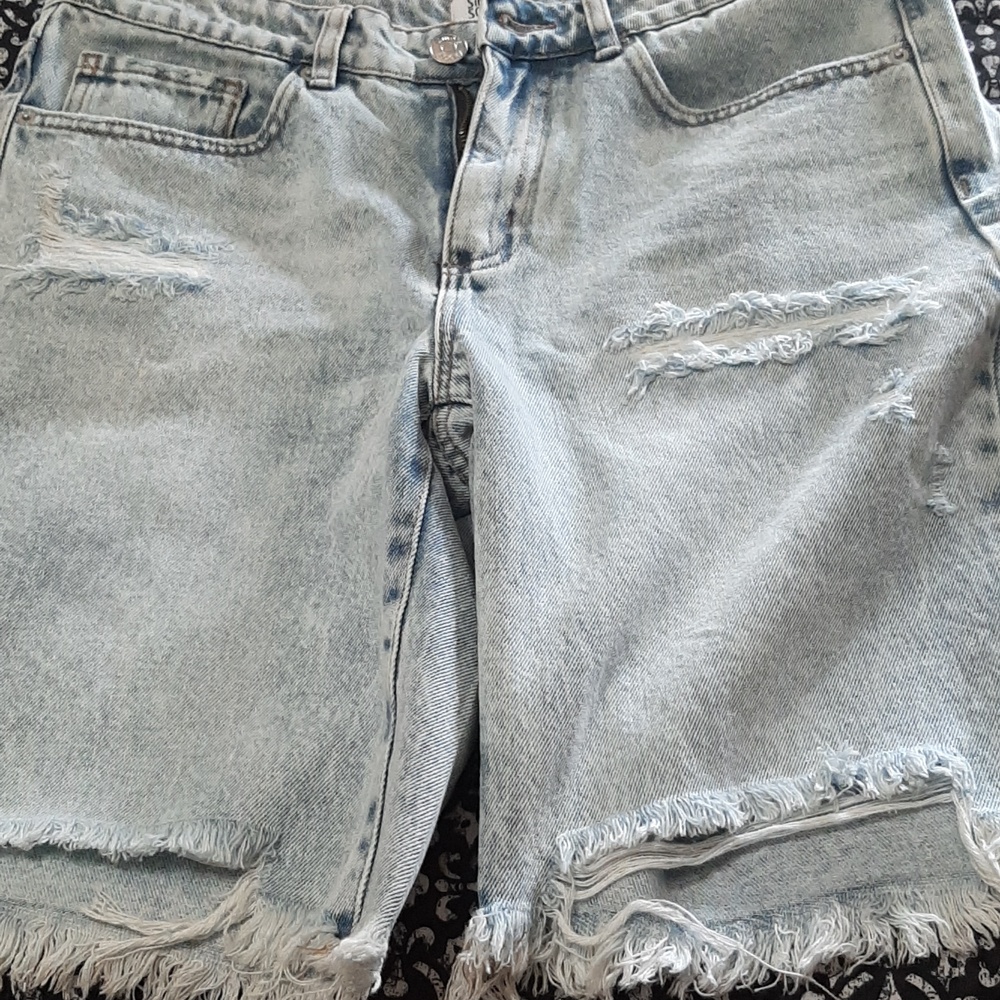 Simple Society Light Blue Denim shorts with Copper Stitching